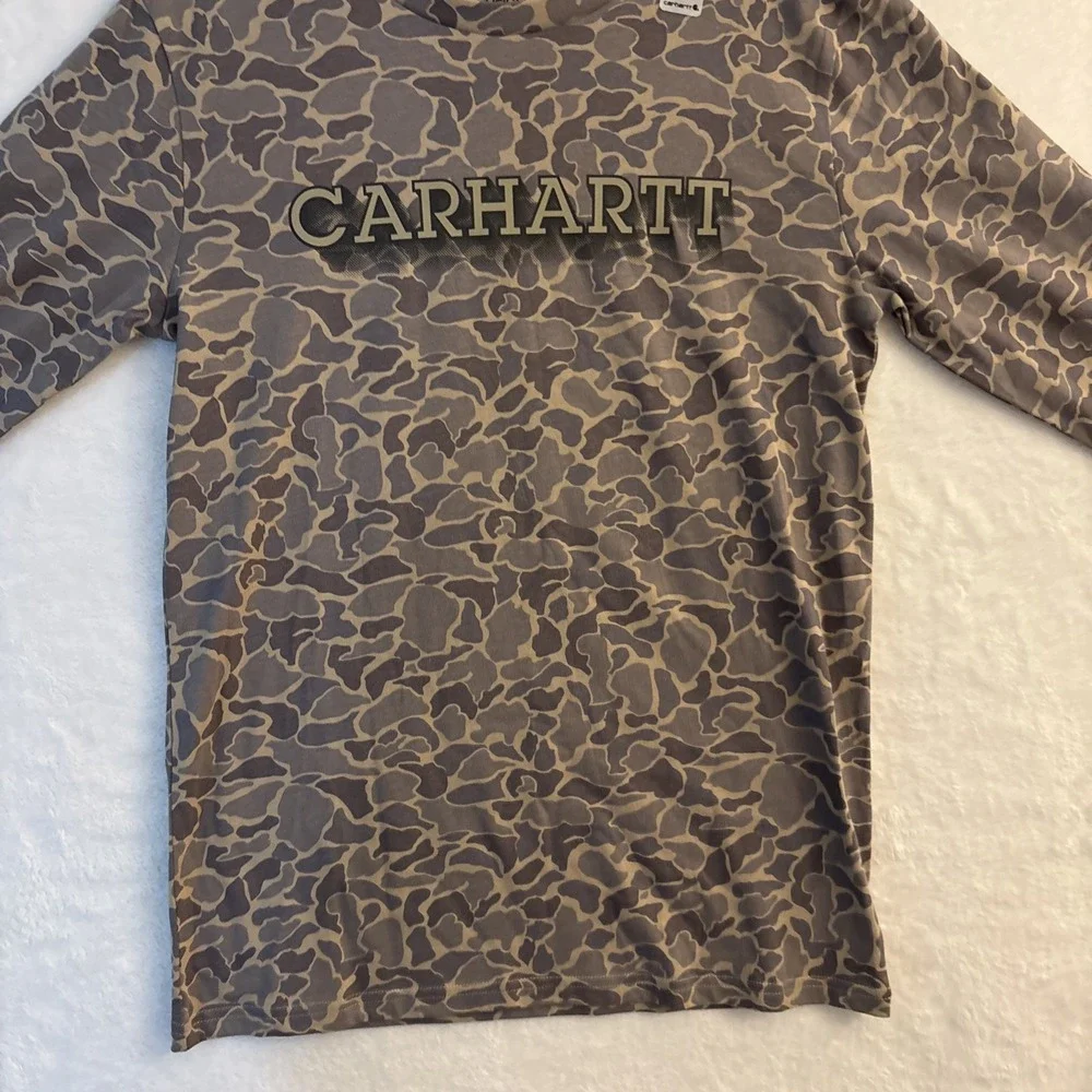 carhartt t shirt Youth Long Sleeve, Camo Print, Size Medium 10/12
